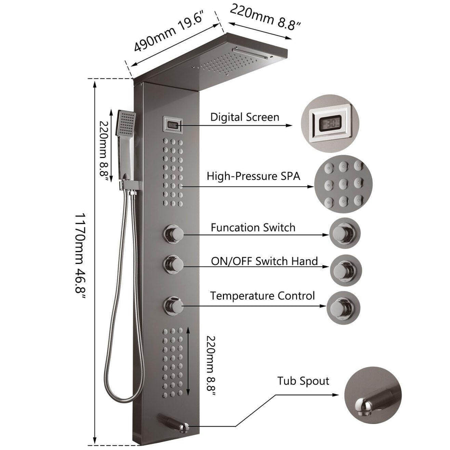Elegant Digital Massage System Digital Led Panel Shower Sets - Image 14