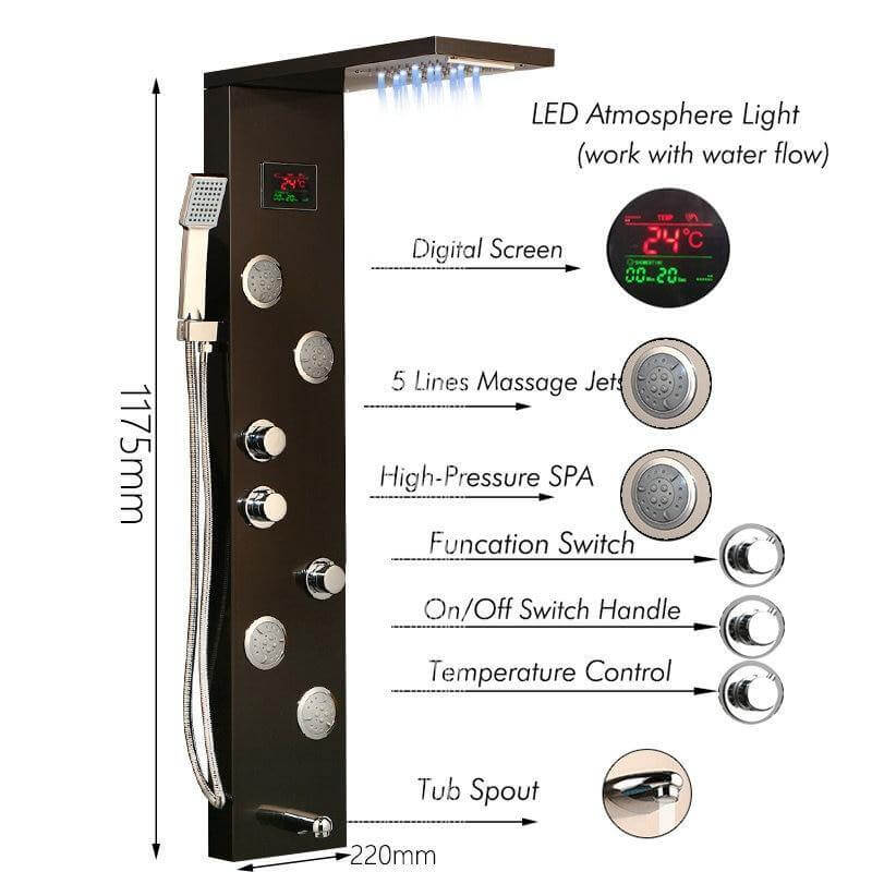 Elegant Digital Massage System Digital Led Panel Shower Sets - Image 22