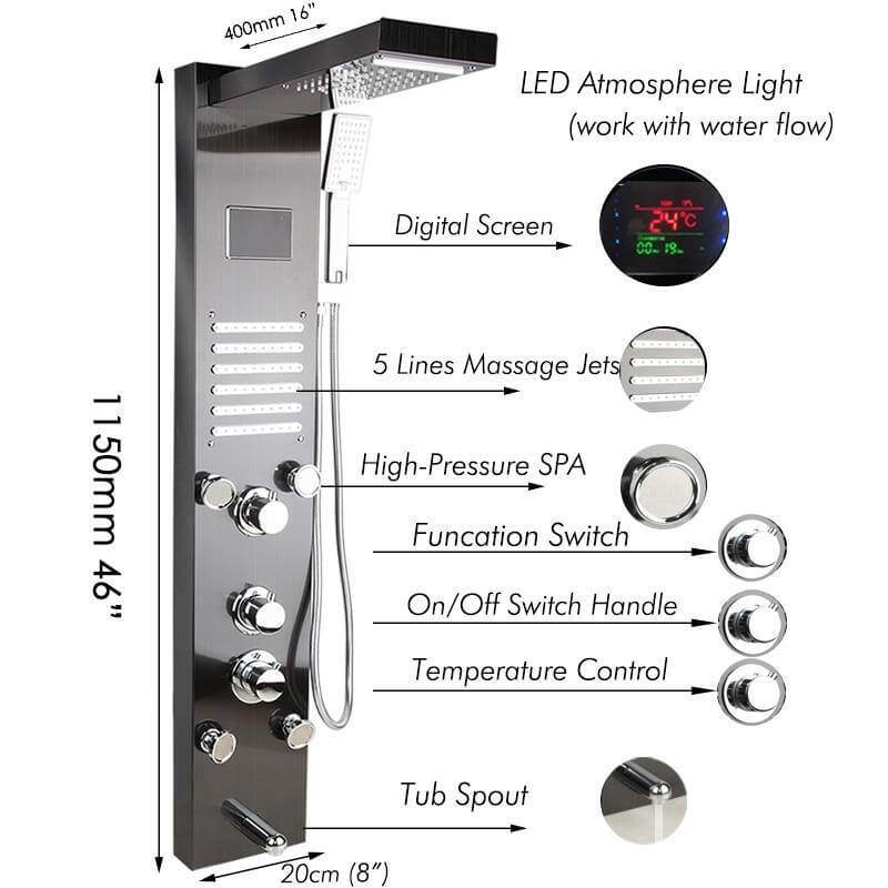 Elegant Digital Massage System Digital Led Panel Shower Sets - Image 13