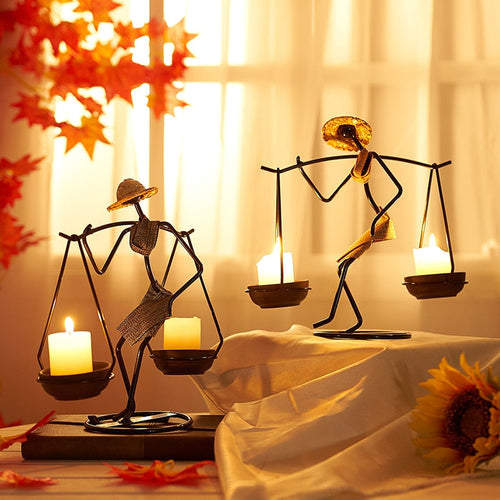 Nordic Abstract Character Metal Candle Holder - Image 0