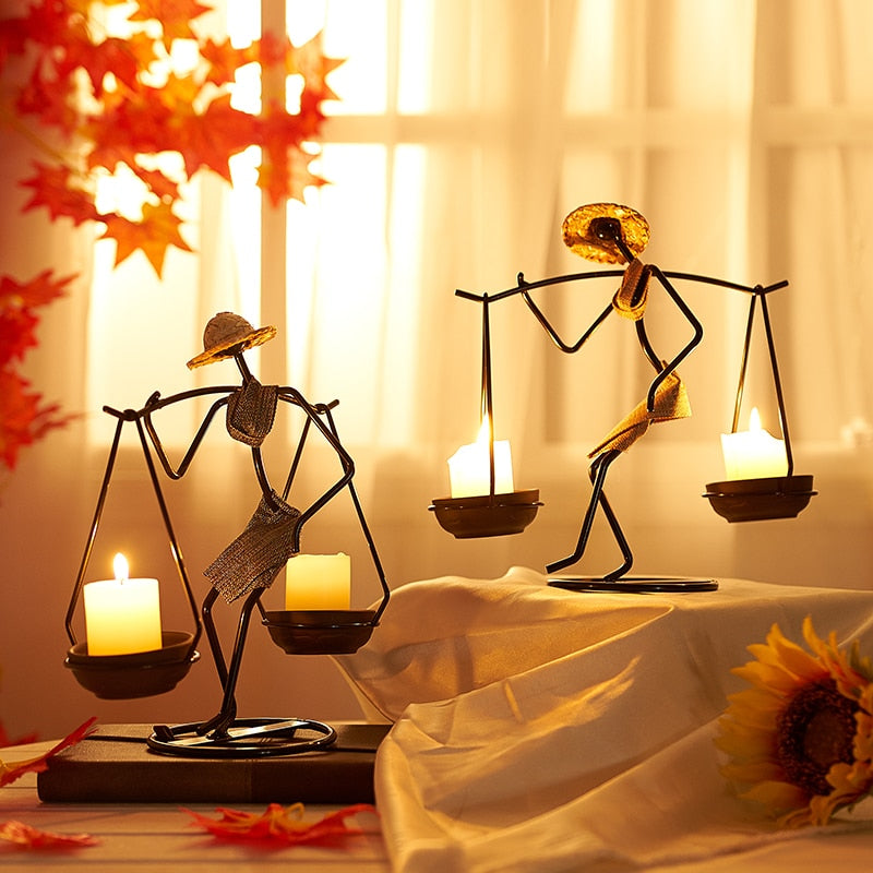 Nordic Abstract Character Metal Candle Holder - Image 0