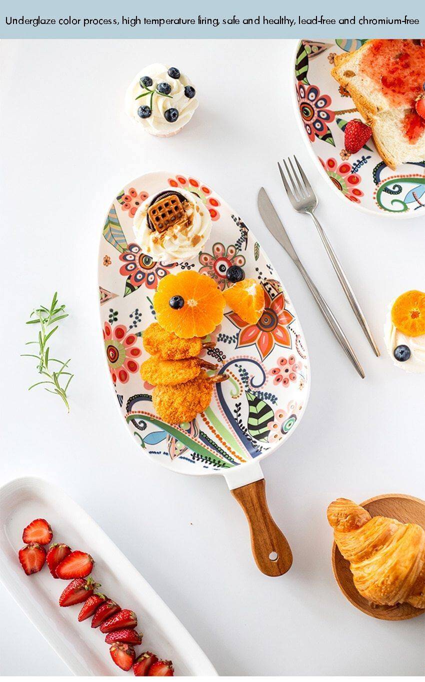 Colorful Ceramic Floral Pattern Serving Plate - Image 8