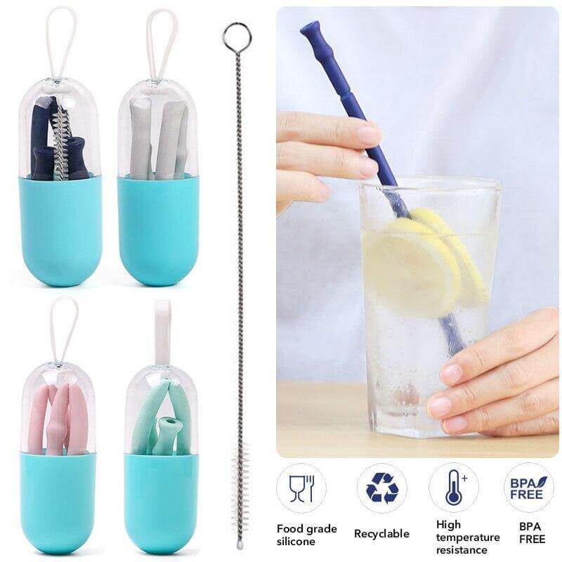 Foldable Reusable Silicone Straw - Image 1