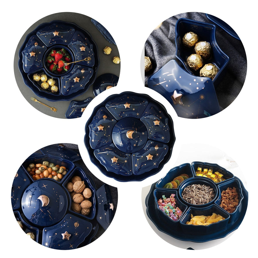 Night Sky Rotatable Ceramic Snack Plate - Image 3
