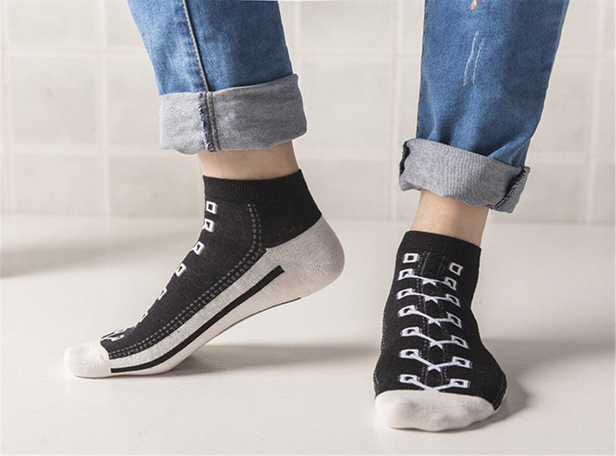 Hipster 3D Canvas Shoes Printed Ankle Socks - Image 2