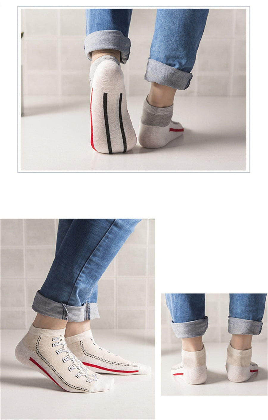 Hipster 3D Canvas Shoes Printed Ankle Socks - Image 9