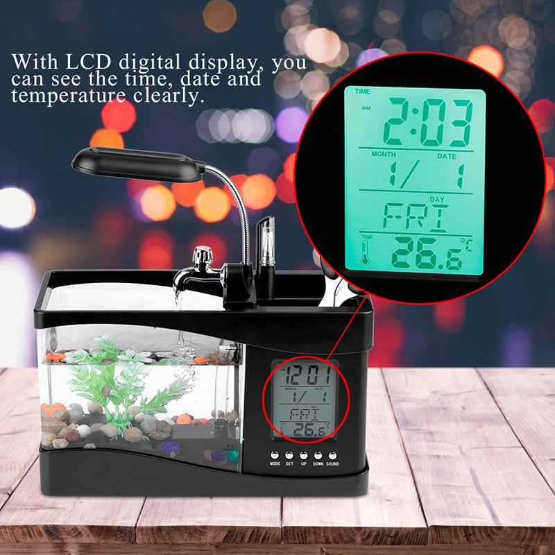 LCD Clock Mini Fish Tank Aquarium - Image 2