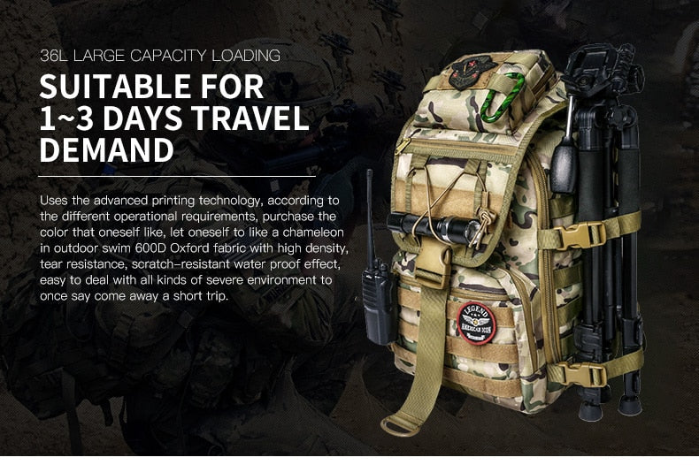 Tactical Lightweight Military Style Camping Backpack - Image 3
