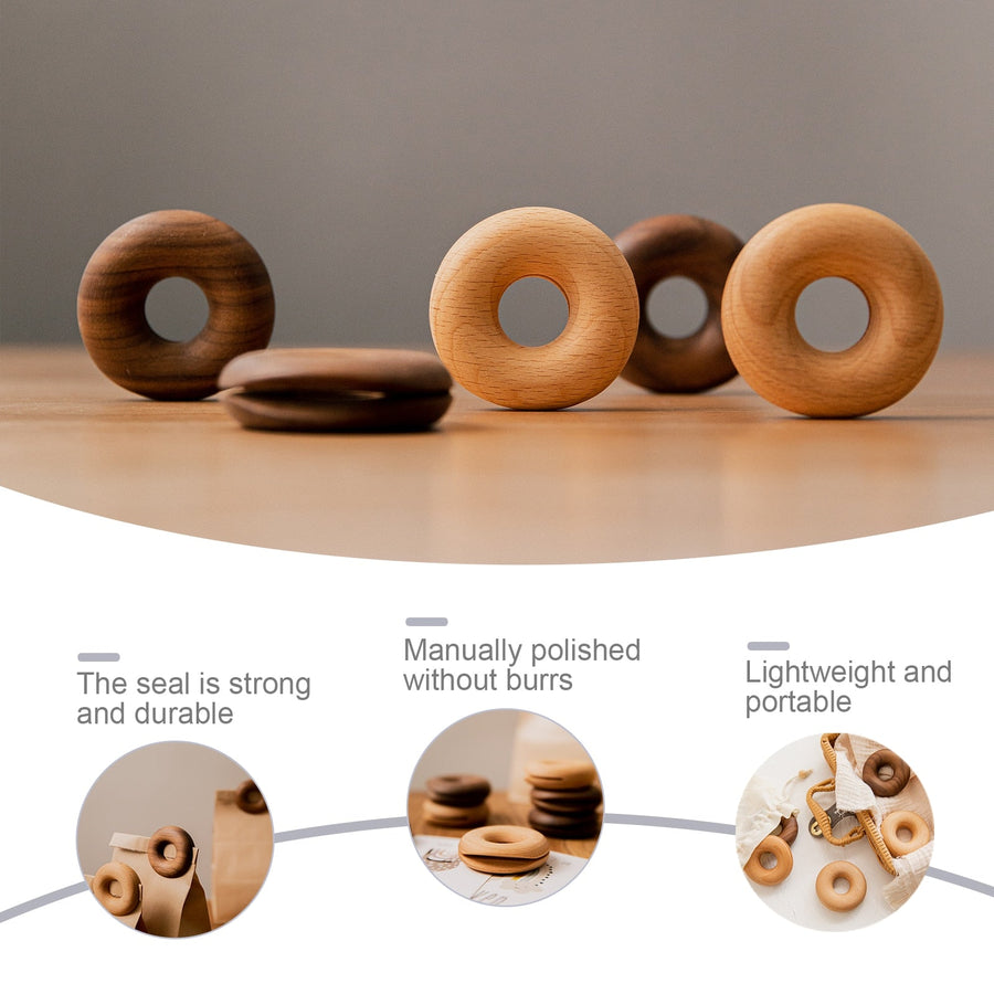 6Pcs Wooden Donut Seal Clips - Image 2