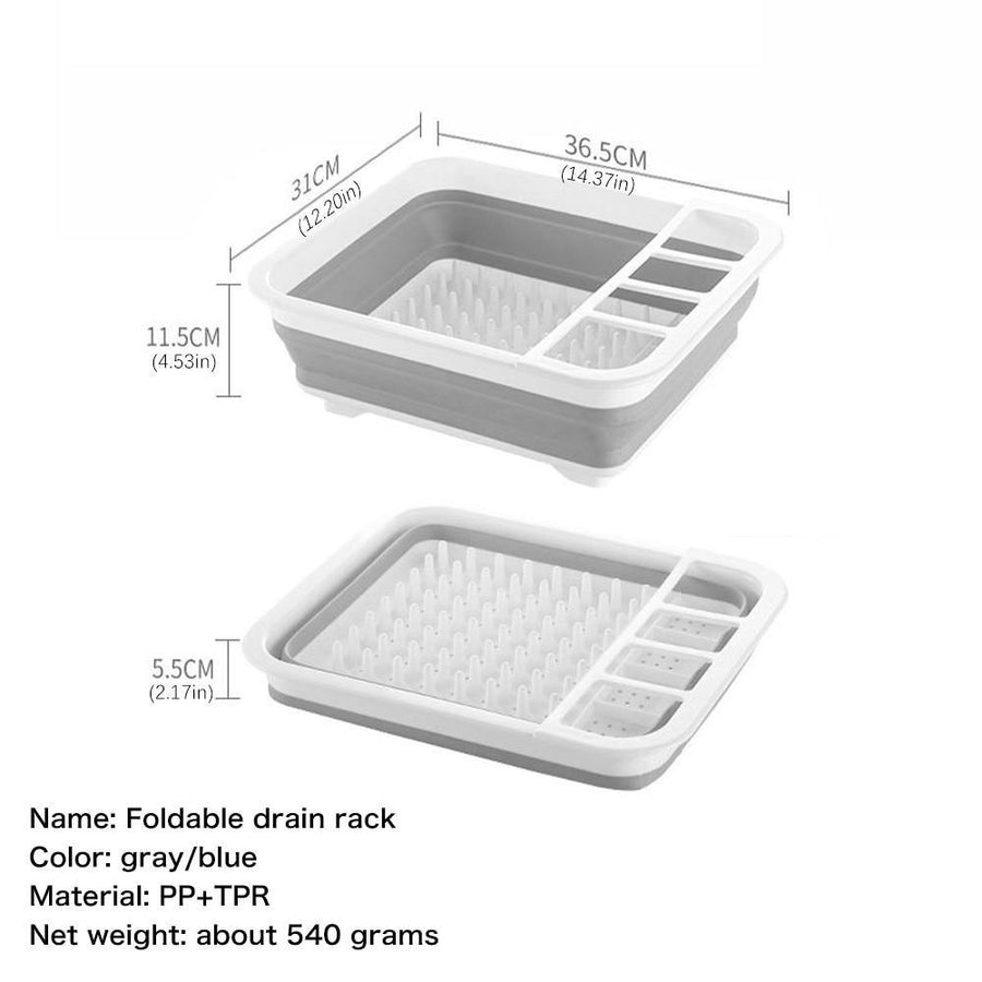 Foldable Kitchen Dish Drying Rack with Drainer - Image 8