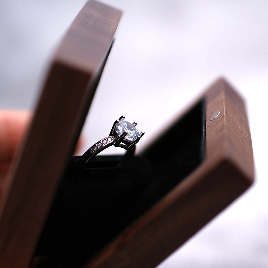 Unique Elegant Wooden Ring Box - Image 1