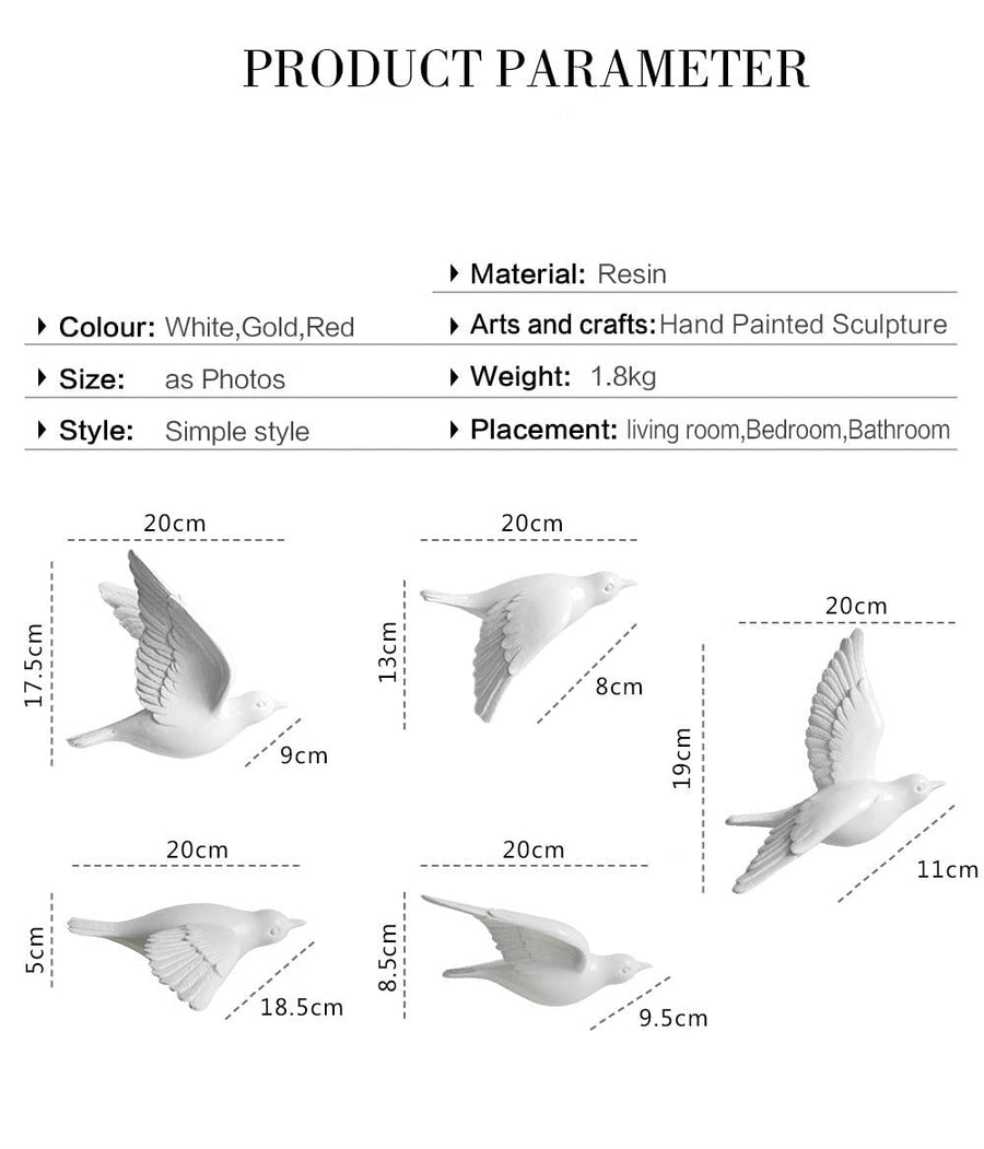 Free Flying Birds Resin Wall Decor - Image 24