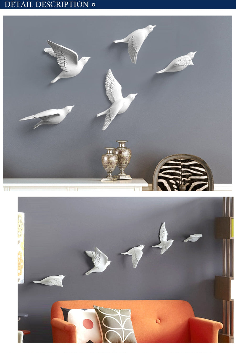 Free Flying Birds Resin Wall Decor - Image 3