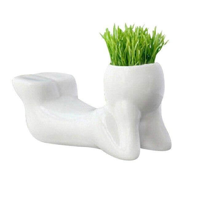 Ceramic Mini Grass Hair Pot - Image 3