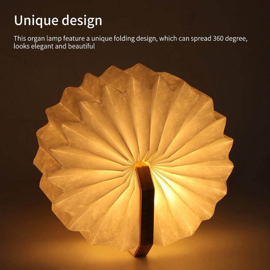 USB Rechargeable Retro Accordion Wooden LED Lamp - Image 1