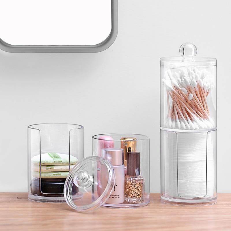 Transparent Round Style Makeup Cotton Box - Image 1