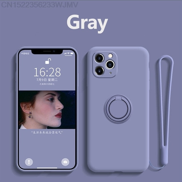Silicone Case With Magnetic Ring Holder for iPhone - Image 7