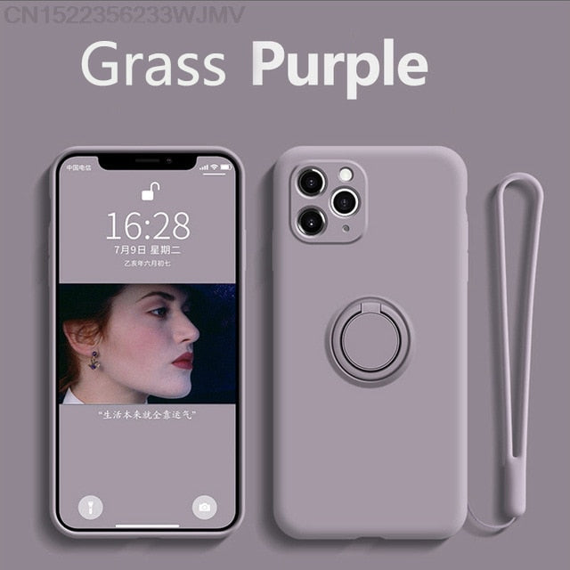 Silicone Case With Magnetic Ring Holder for iPhone - Image 3