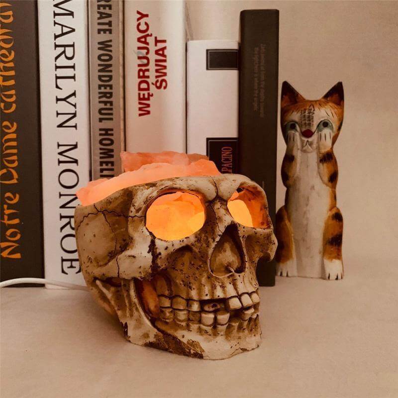 Skull Head Shaped Crystal Salt LED Night Light - Image 1