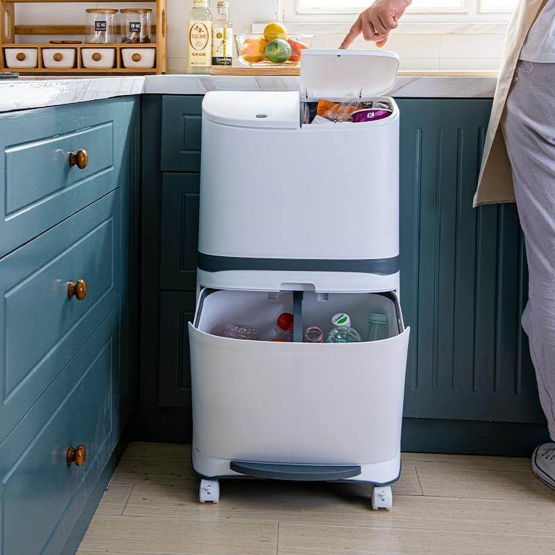 Large Double-Layer Garbage Can with Wheel - Image 0