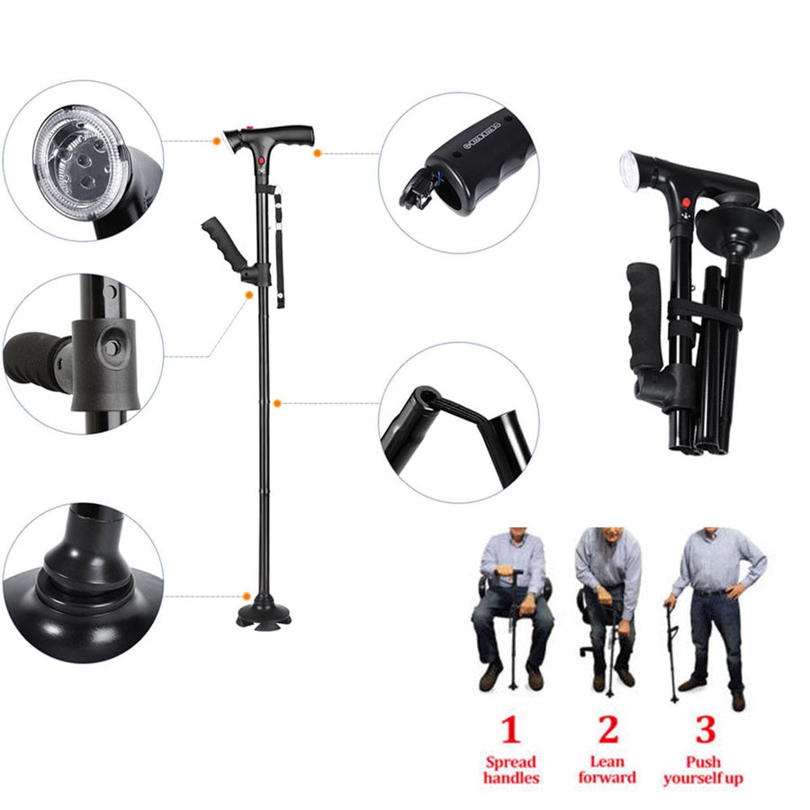 Safety Alarm Walking Telescopic LED Light Cane - Image 4