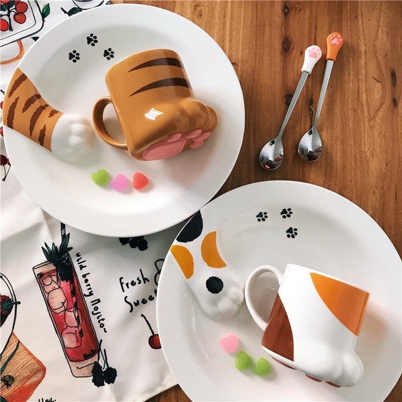 Cute Cat Paw Ceramic Coffee Mug - Image 1