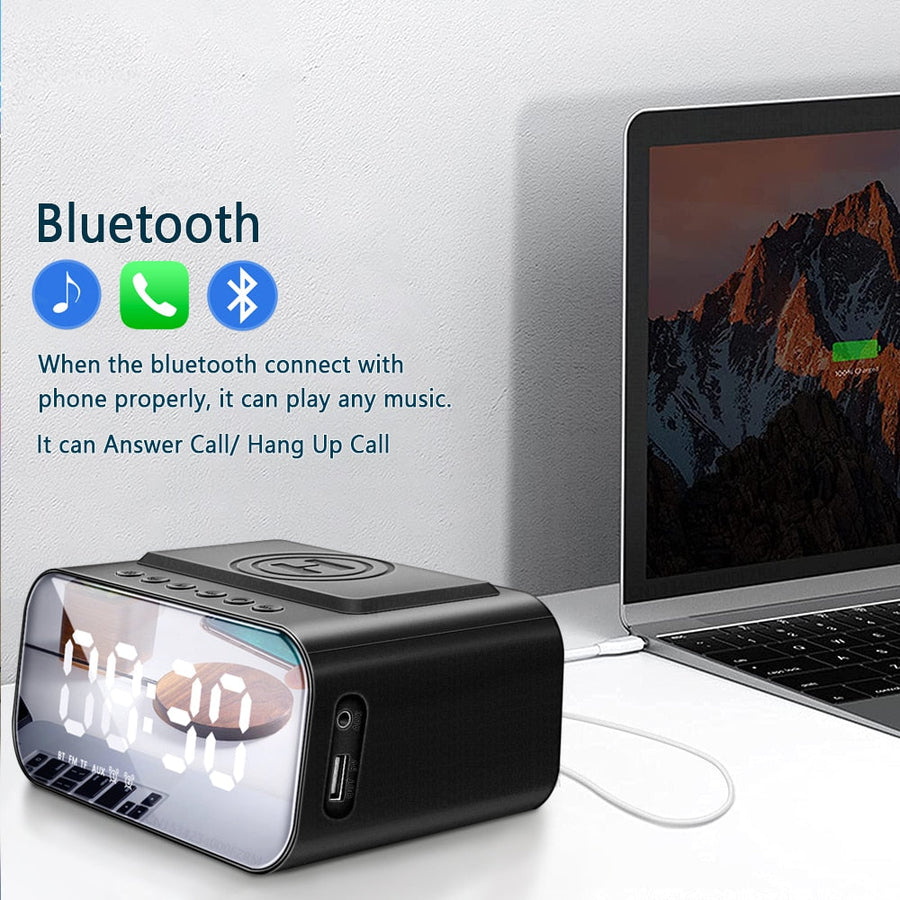 Wireless Dijital Alarm Clock Phone Charger Speaker - Image 3