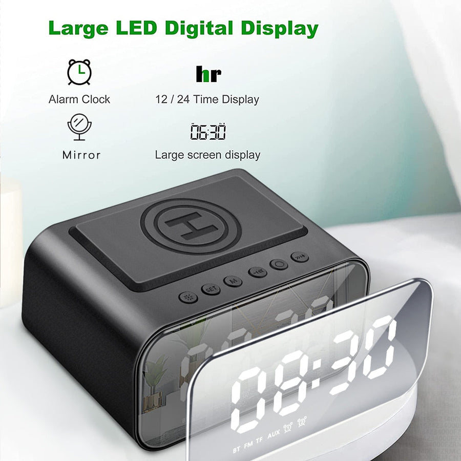 Wireless Dijital Alarm Clock Phone Charger Speaker - Image 5