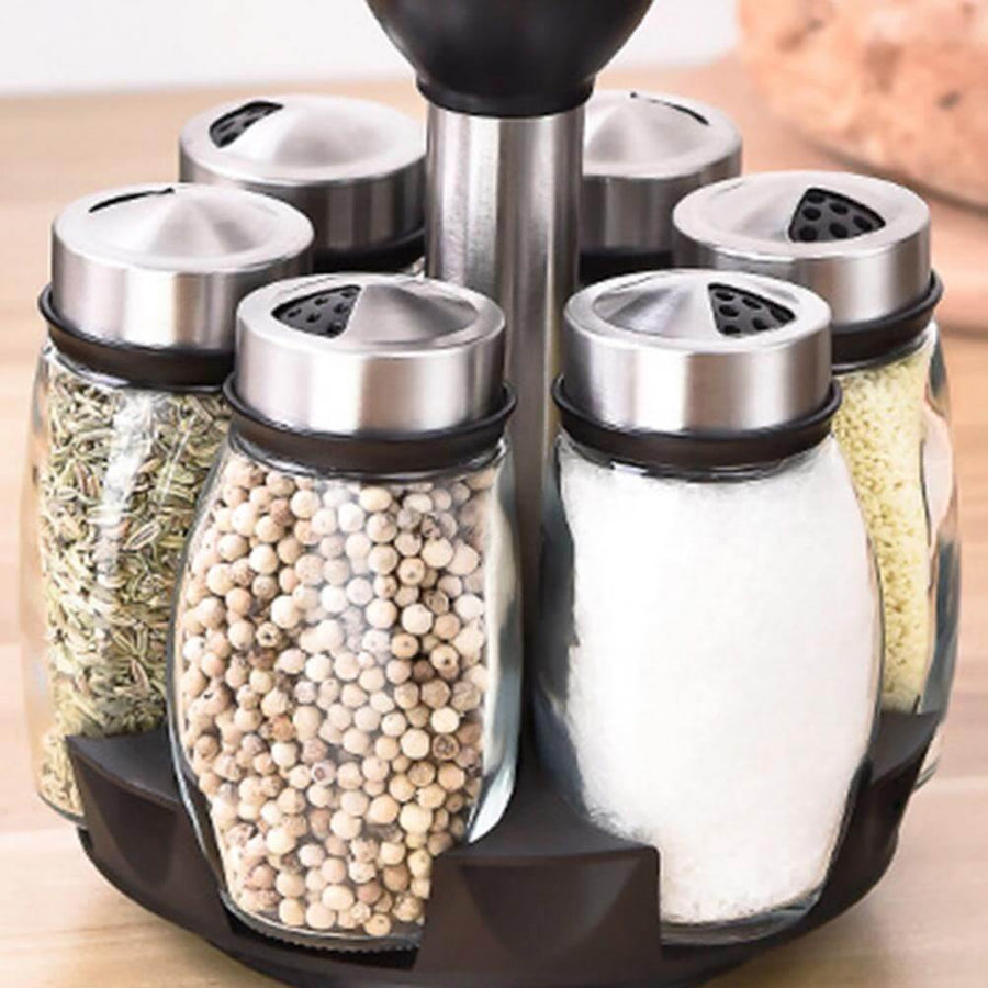 Smart Rotating Stainless Steel Glass Seasoning Set - Image 2