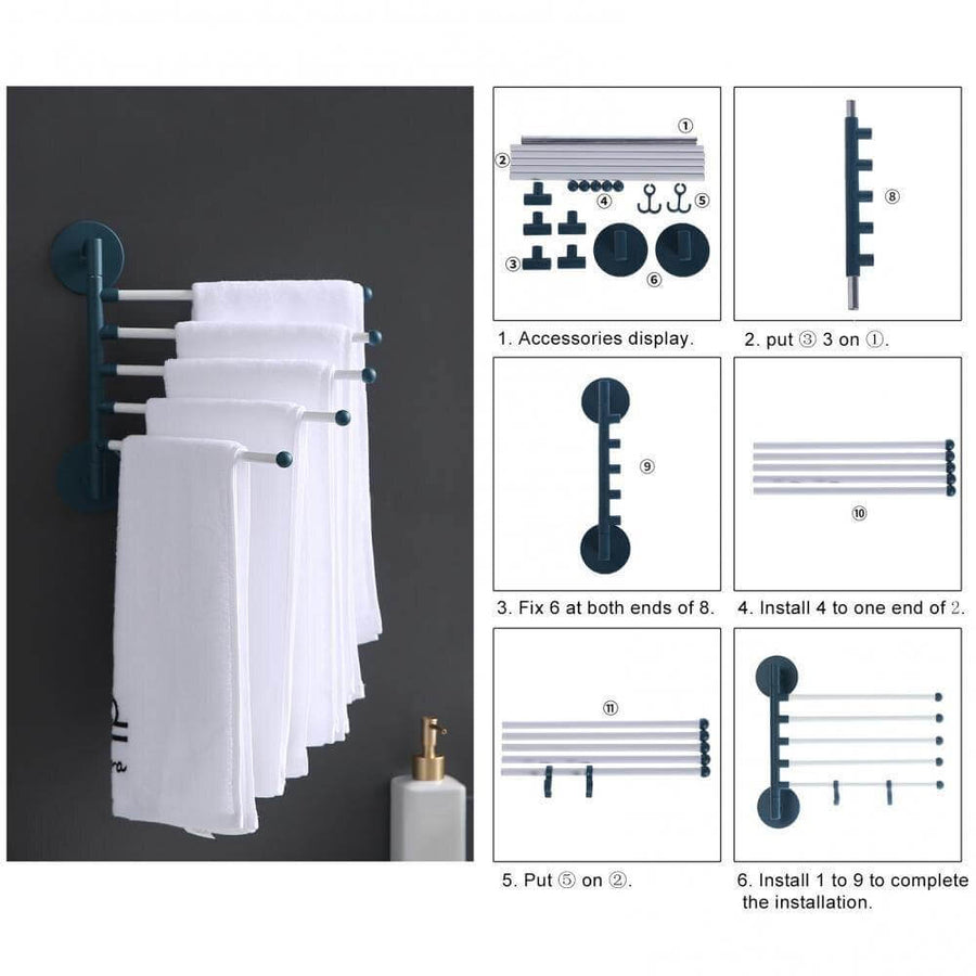 Wall-Mounted Rotating Multi-Layer Towel Rack - Image 2