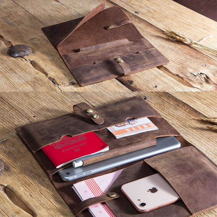 Vintage Leather Travel Passport iPad Wallet - Image 3