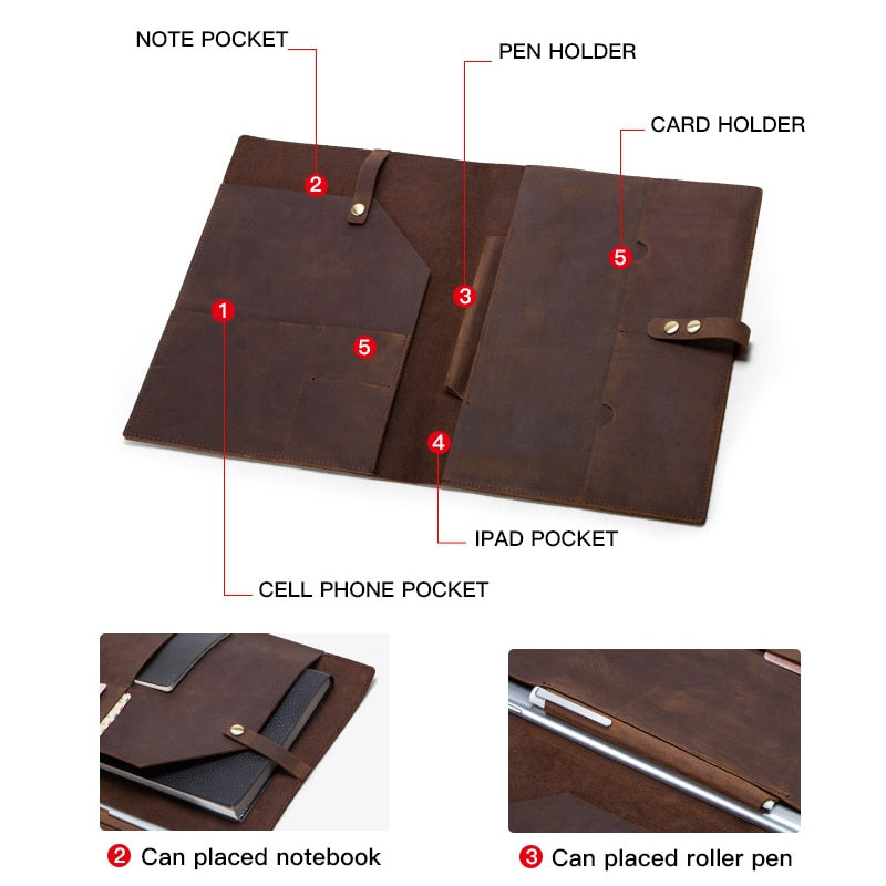 Vintage Leather Travel Passport iPad Wallet - Image 5