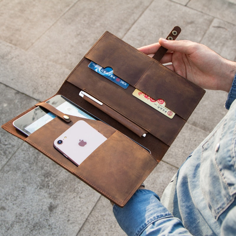 Vintage Leather Travel Passport iPad Wallet - Image 0
