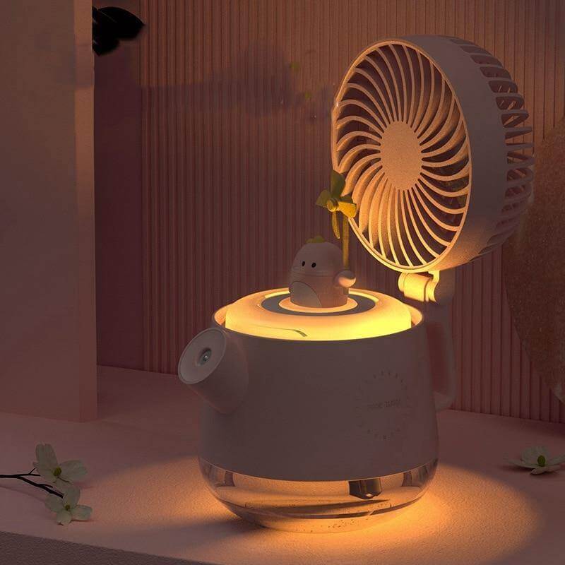 Portable Desktop Night Light Humidifier Fan - Image 1