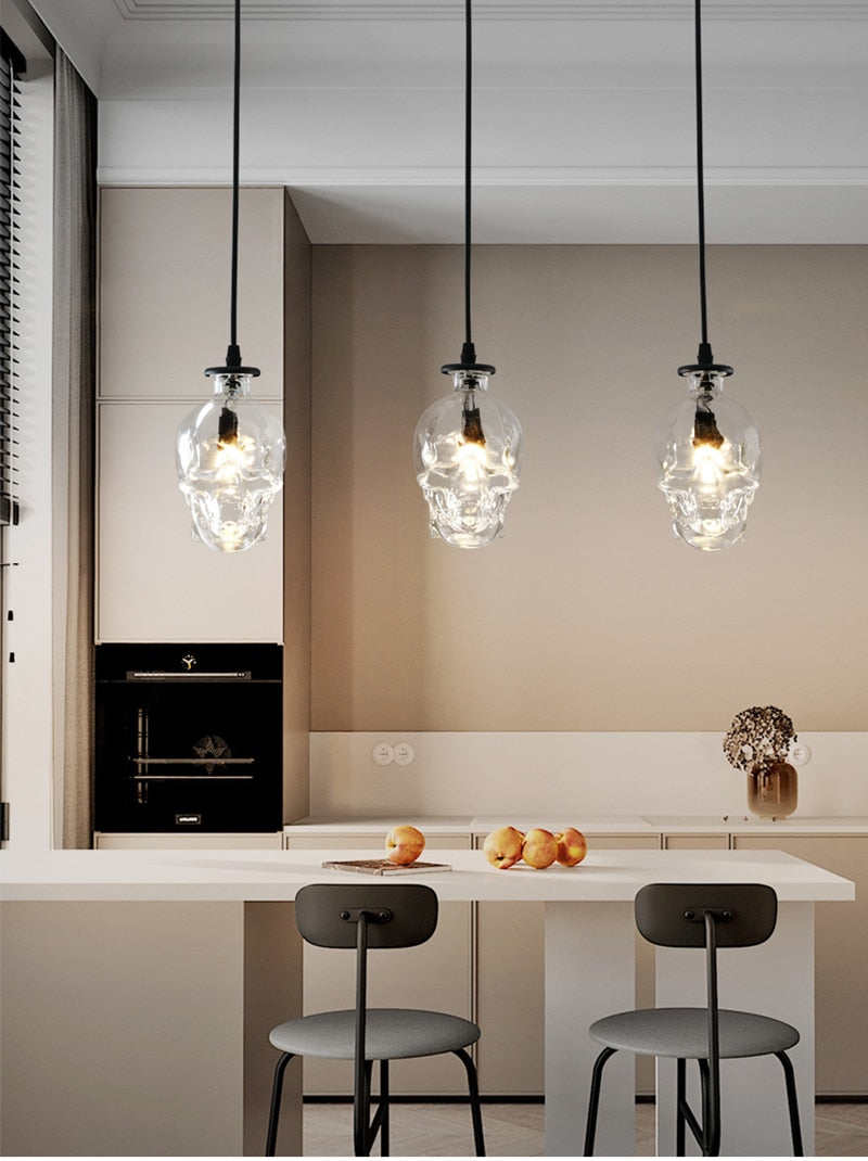 Retro Skull Glass Pendant Light - Image 3
