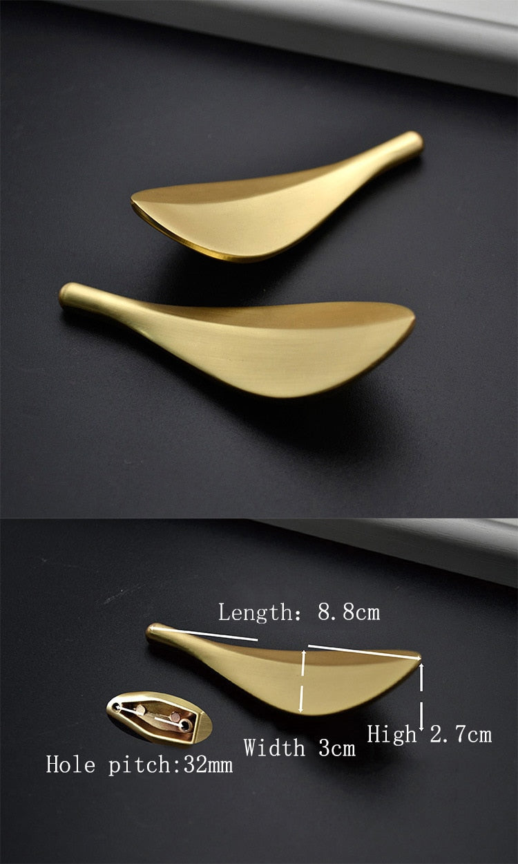 Nordic Golden Leaf Shaped Cabinet Door Knob - Image 1
