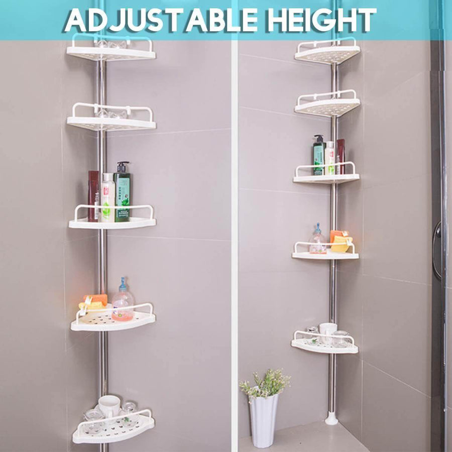 5-Tier Adjustable Stainless Steel Corner Storage Rack - Image 1
