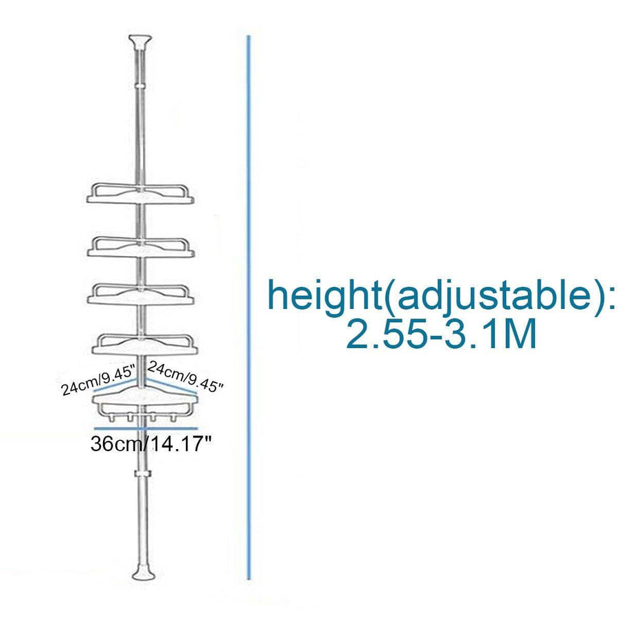 5-Tier Adjustable Stainless Steel Corner Storage Rack - Image 4
