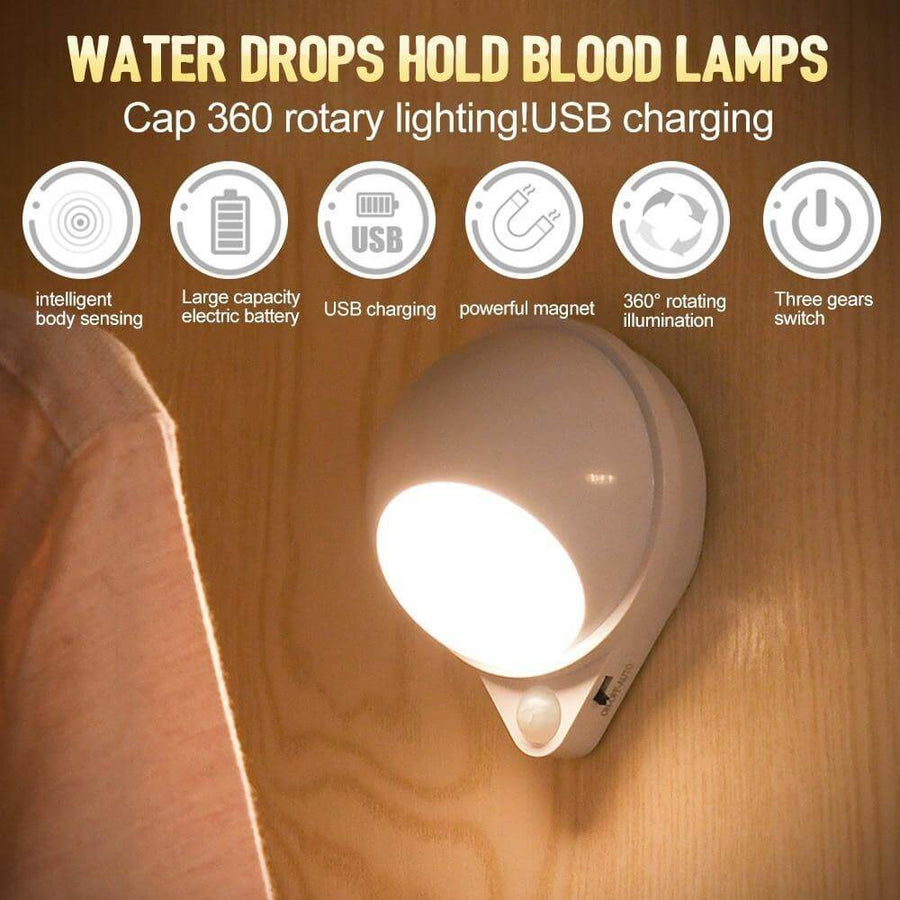 360 Rotating Water Drop Body Sensing Rechargeable Lamp - Image 6