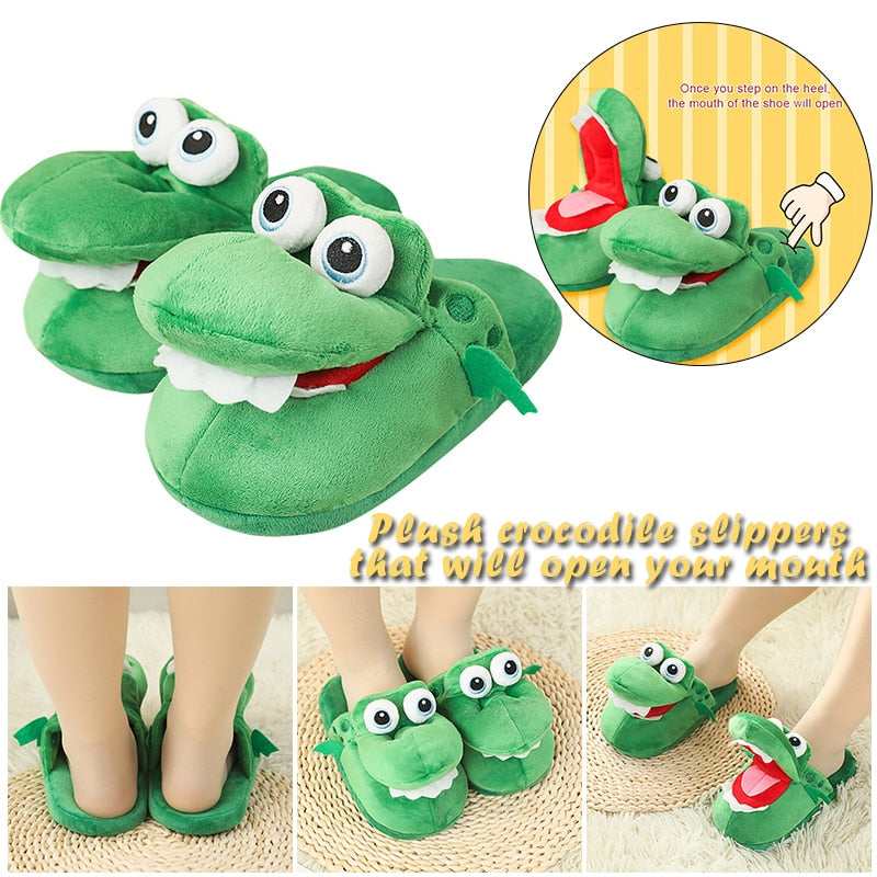 Comfy Crocodile Plush Slippers - Image 2