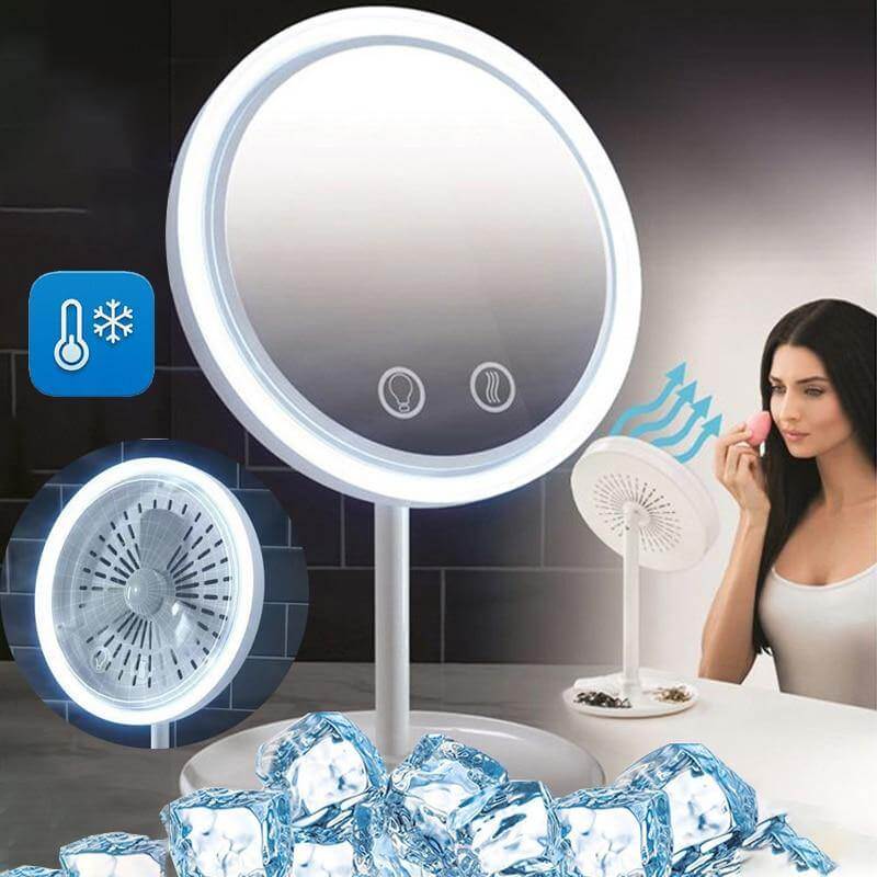 2in1 LED Light Makeup Mirror With Fan - Image 0