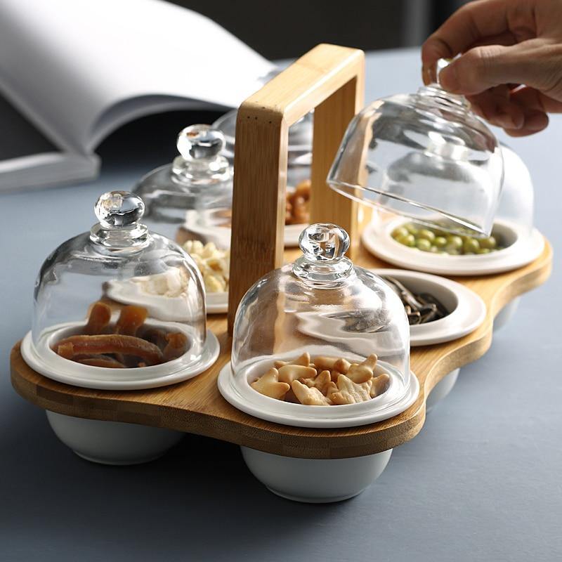 Ceramic Glass Lid Snack Plate - Image 1