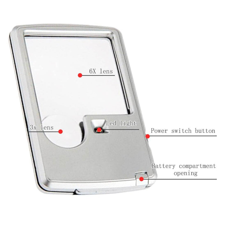 Pocket Credit Card Size Mini Led Light Magnifying Glass - Image 3