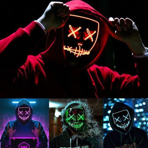 Neon Horror LED Party Halloween Mask - Image 0