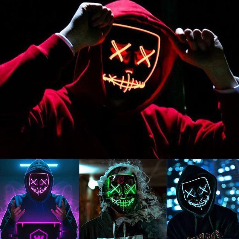 Neon Horror LED Party Halloween Mask - Image 0