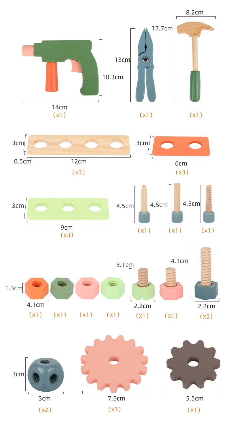 Educational Wooden Workshop Tool Toy Set - Image 8