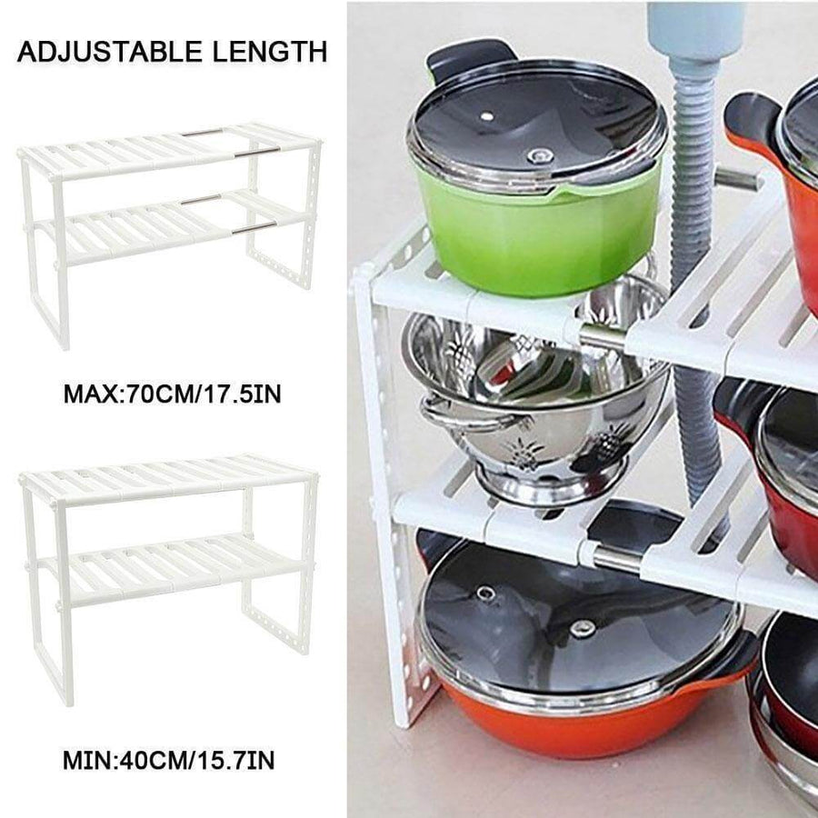 Adjustable Double Layer Kitchen Dish Storage Rack - Image 8