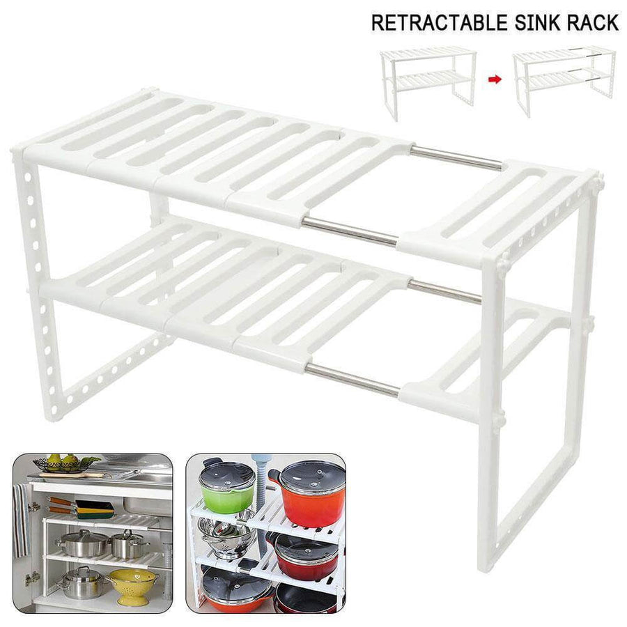 Adjustable Double Layer Kitchen Dish Storage Rack - Image 4