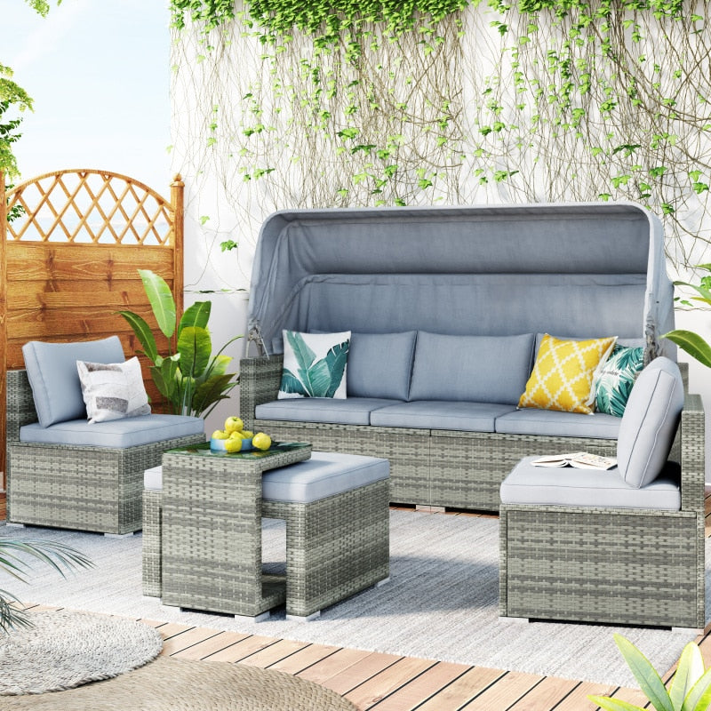 Sectional Canopy Daybed Outdoor Furniture Set - Image 13
