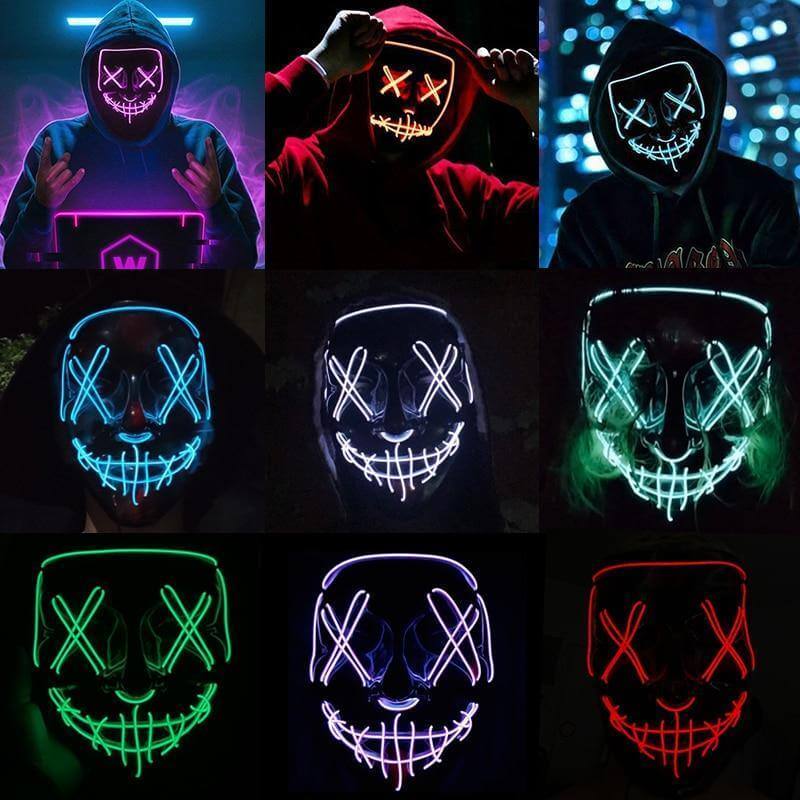 Neon Horror LED Party Halloween Mask - Image 1
